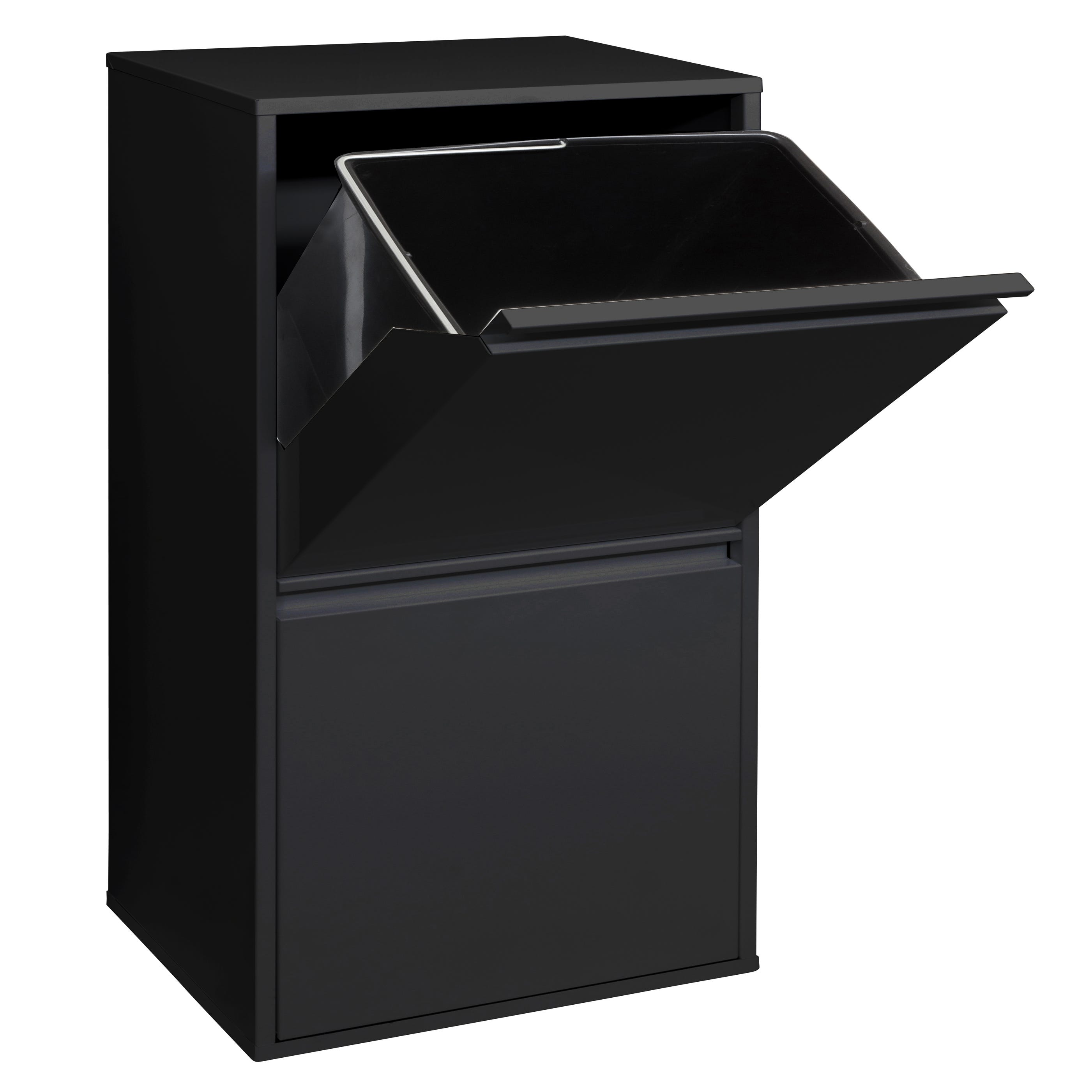 ARREGUI Basic CR206-B Cubo de basura y reciclaje de acero de 2 cubos,  mueble de reciclaje, 2 x 17 L (34 L), negro