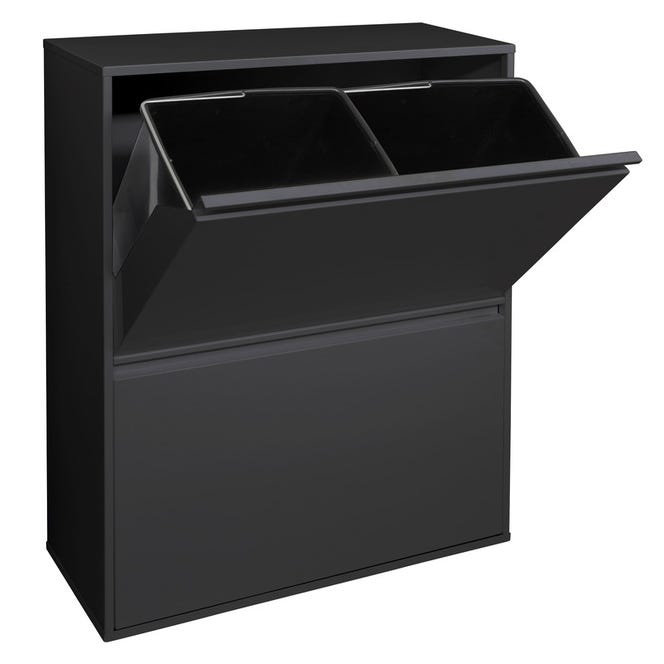 ARREGUI Basic CR606-B Cubo de basura y reciclaje de acero de 4 cubos, mueble  de reciclaje, 4 x 17 L (68 L), negro : .es: Hogar y cocina