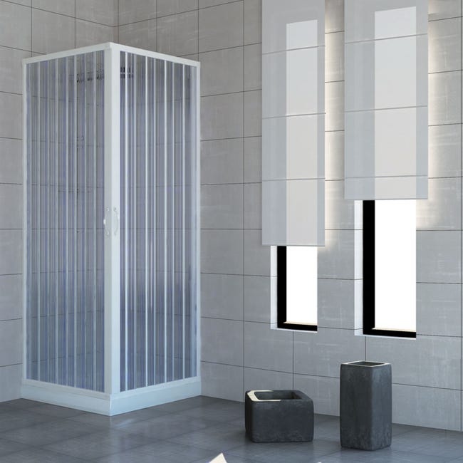 Mampara de ducha de 75 x 75 cm de dos lados plegable, apertura central, de  PVC H185 : : Bricolaje y herramientas