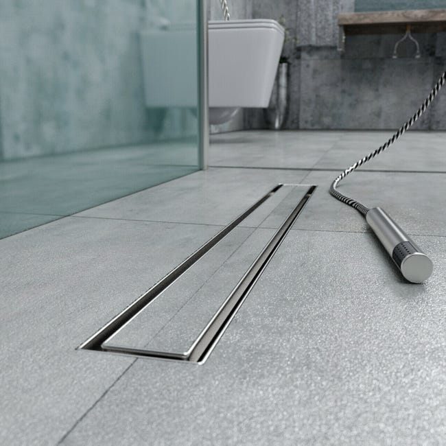 Canaleta de desagüe alicatable de Acero Inoxidable para ducha 90 cm CM mod.  Tile