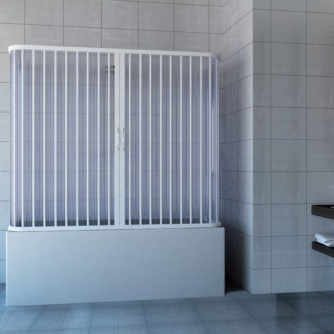 Mampara ducha tres lados extensible en PVC apertura central dos
