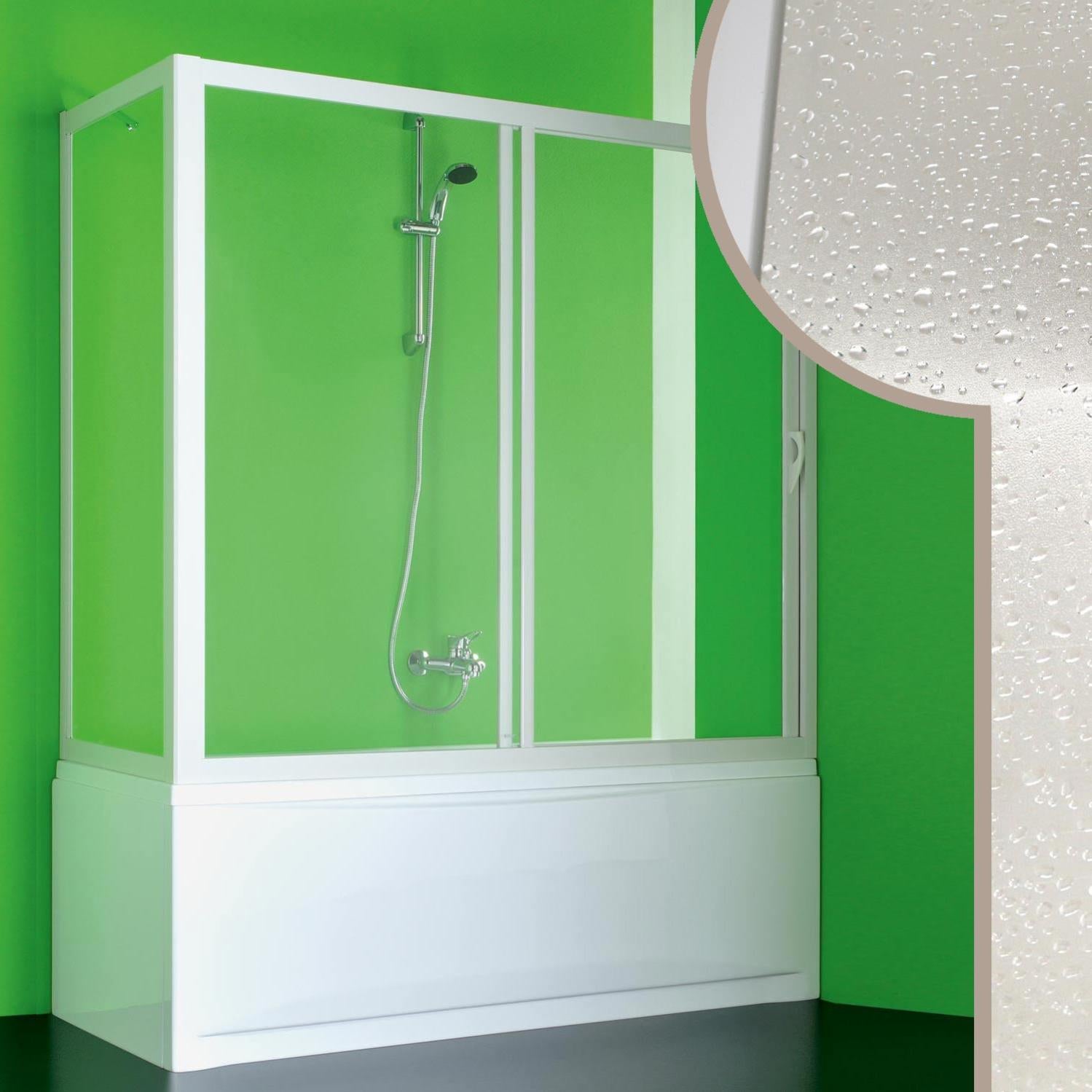 Porta Doccia Sopravasca In PVC Estensibile - Modello Nina, Apertura Laterale, Regolabile Da 160 A 170 Cm, Altezza 150 Cm, Colore Bianco