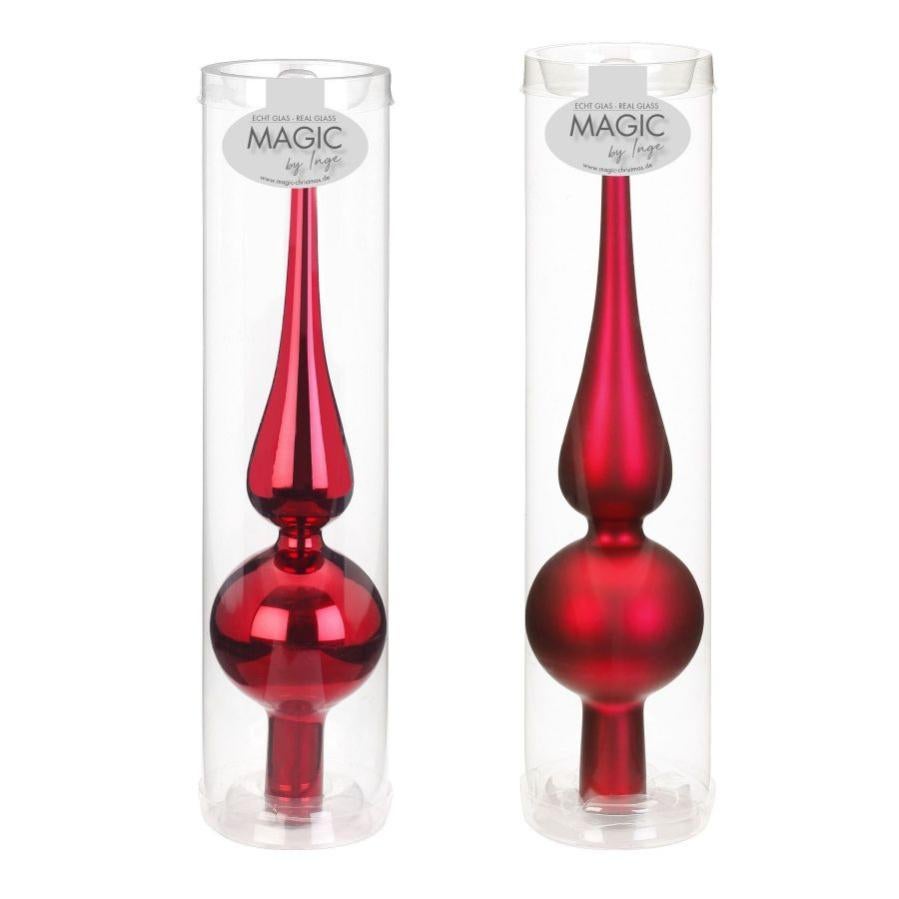 Punta Per Albero Di Natale In Vetro 26 Cm - Colore Viola/Lilla - Opaca O Lucida - Decorazione Classica