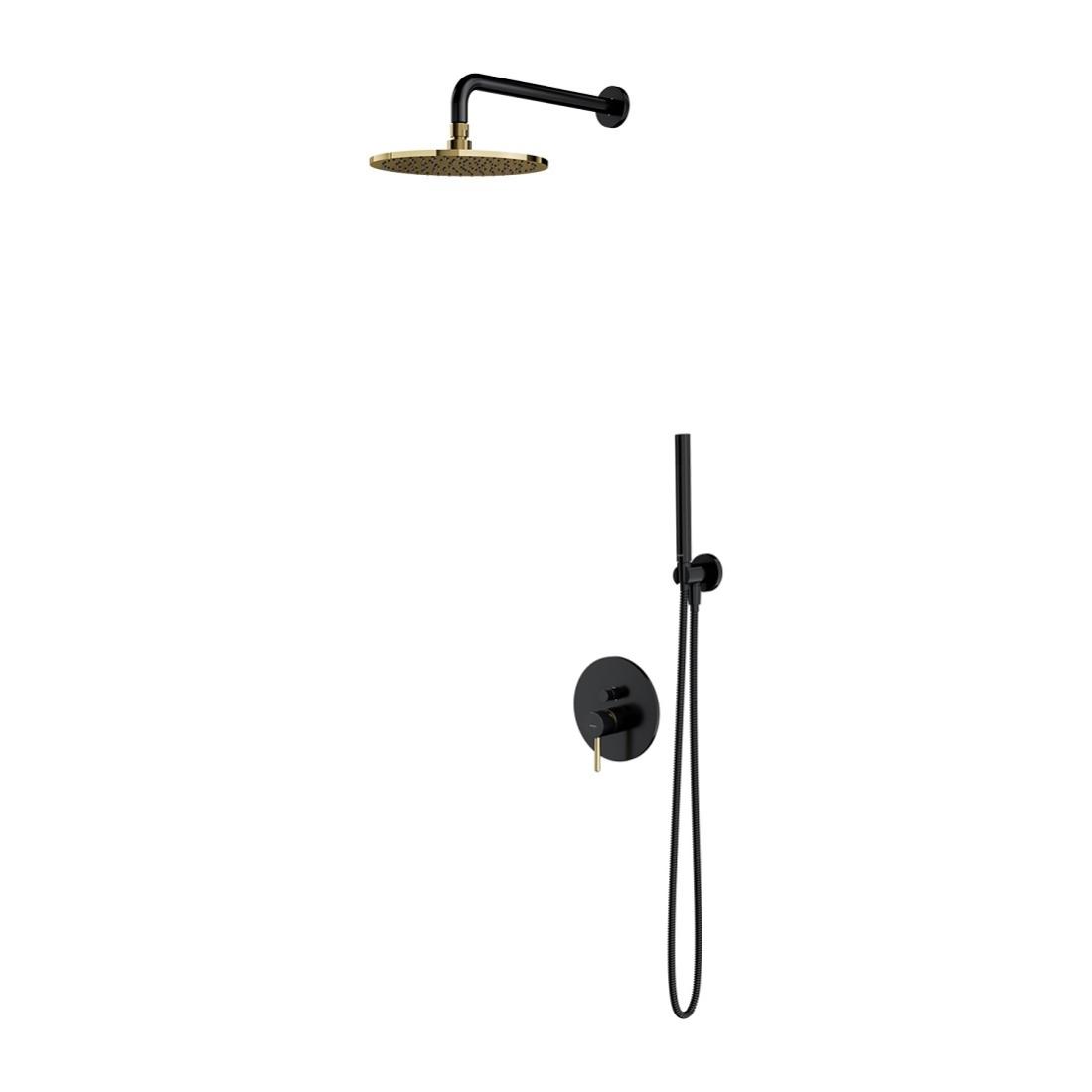 Columna de ducha y empotrable negro/oro