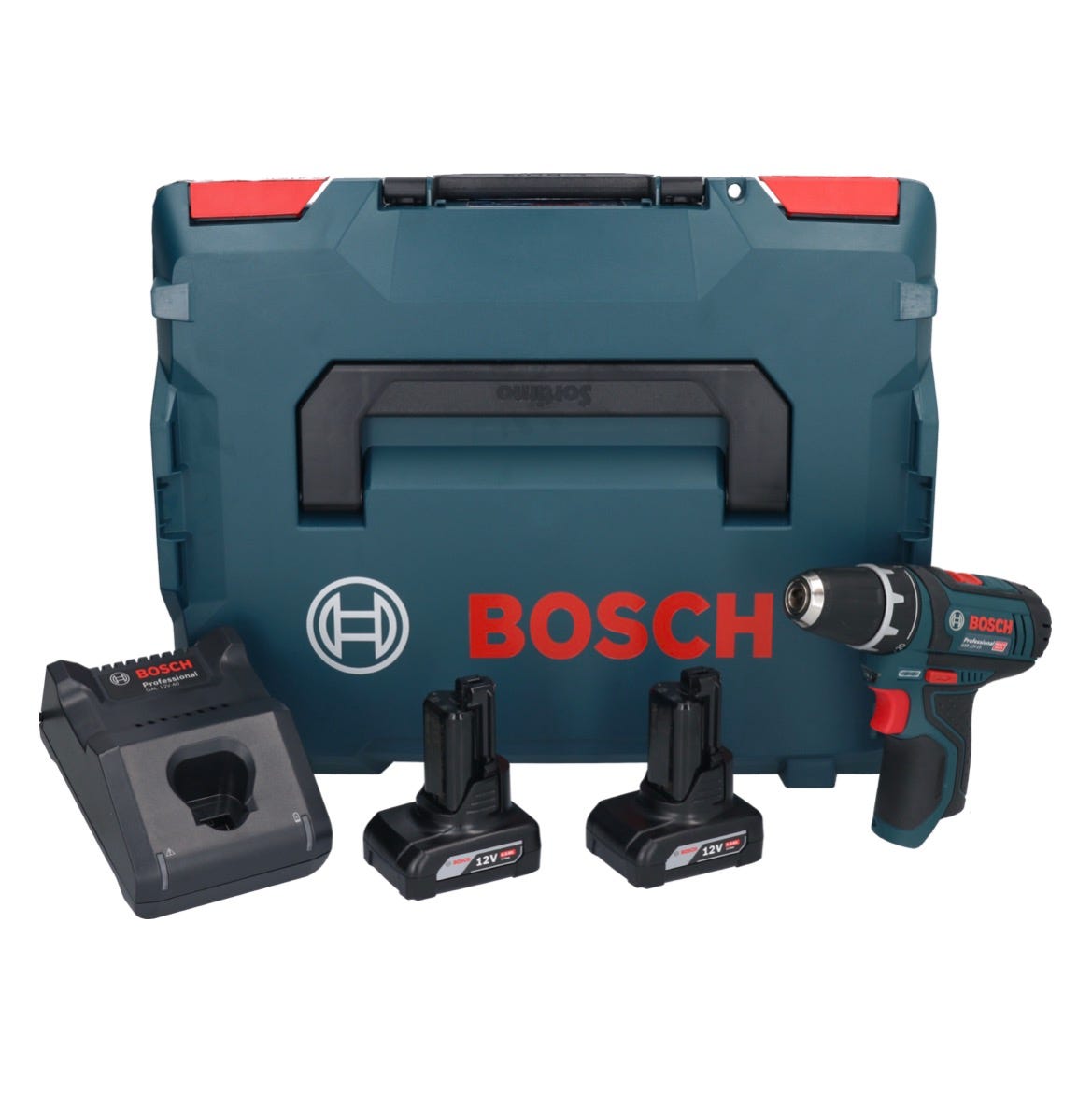 Bosch GSR 12V-15 Professional Perceuse-visseuse sans fil avec boîtier  L-Boxx + 2x Batteries GBA 6,0 Ah + Chargeur GAL 1230