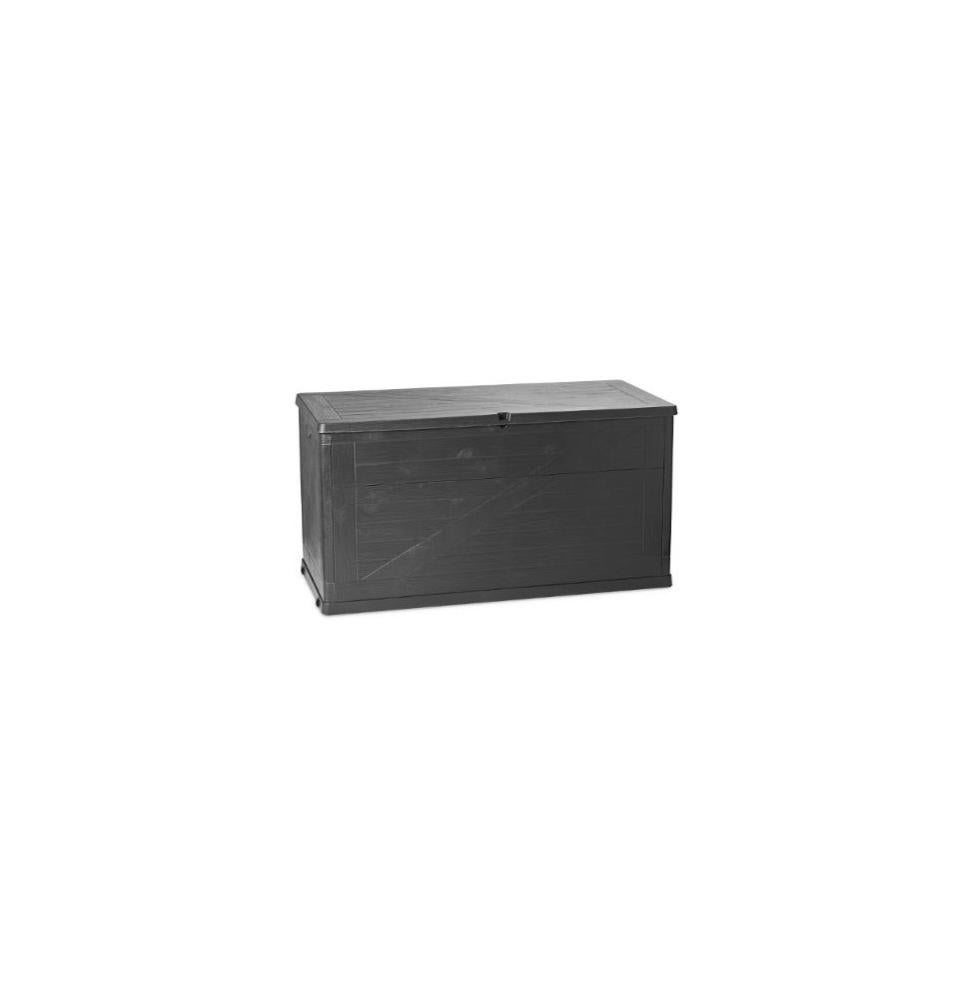 Cassapanca Da Esterno In Resina Antracite 340 Litri - Baule Effetto Legno 118x59x57 Cm, Per Giardino E Terrazza