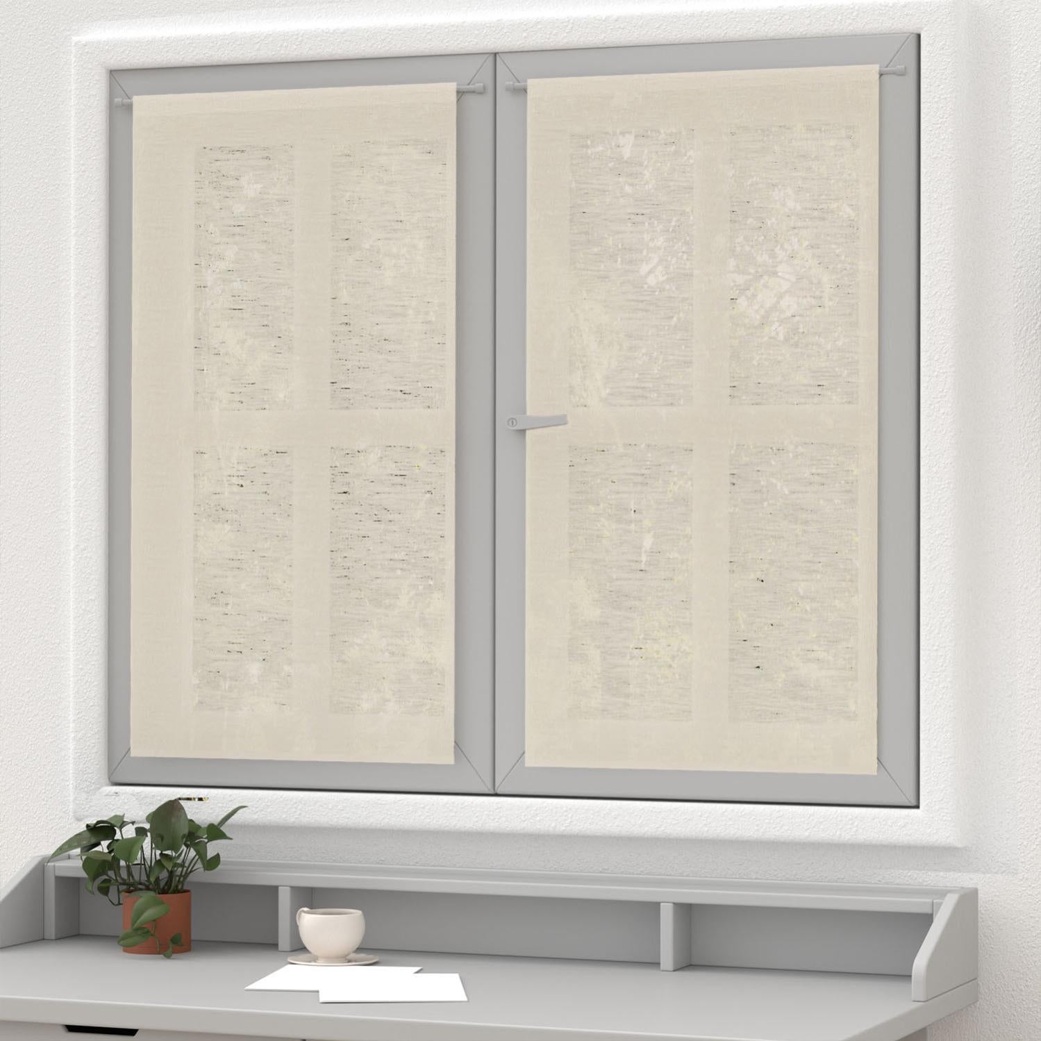 Paire De Brise-Bise Dolly 45x160 Cm - Gris Clair - 100% Polyester - Prêt à Poser