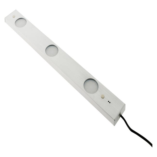 Réglette plate LED 3x 6,2W - Capteur de mouvement - 50cm - brosse | Leroy Merlin
