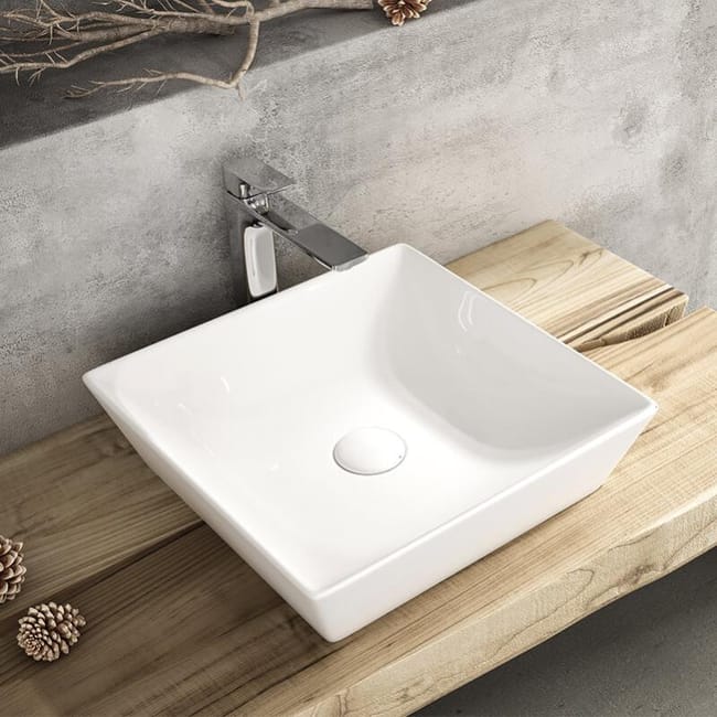 Vasque A Poser Carree En Ceramique 40 Cm Talia Leroy Merlin