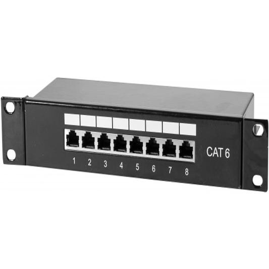 Panneau de brassage Ethernet RJ45 8 ports 10' 1U Cat 6 blindé