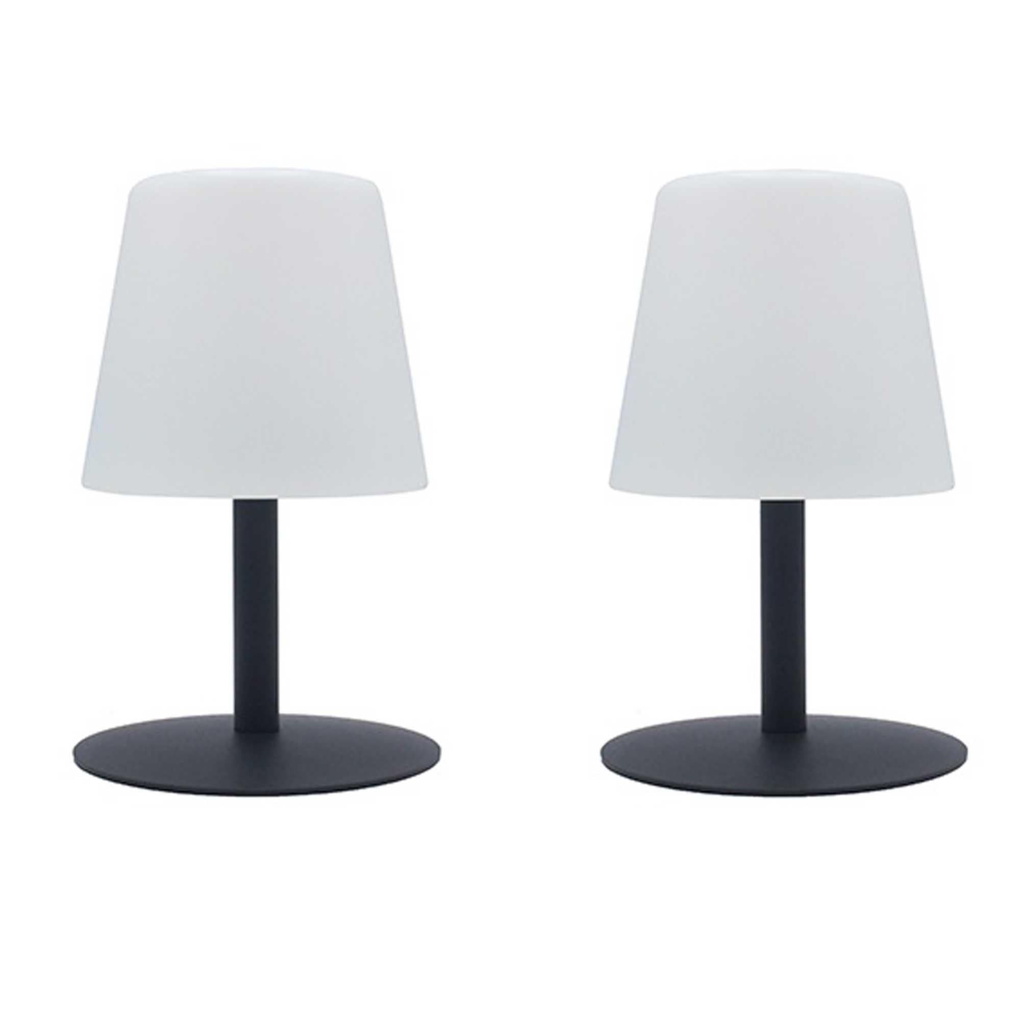 Set 2 Lampade Da Terra/ Tavolo Moderne 27 Cm Nere - Faretto LED Per Soggiorno E Ingresso