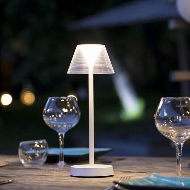 Lampe de table sans fil LED BEVERLY WHITE Blanc Plastique H34CM