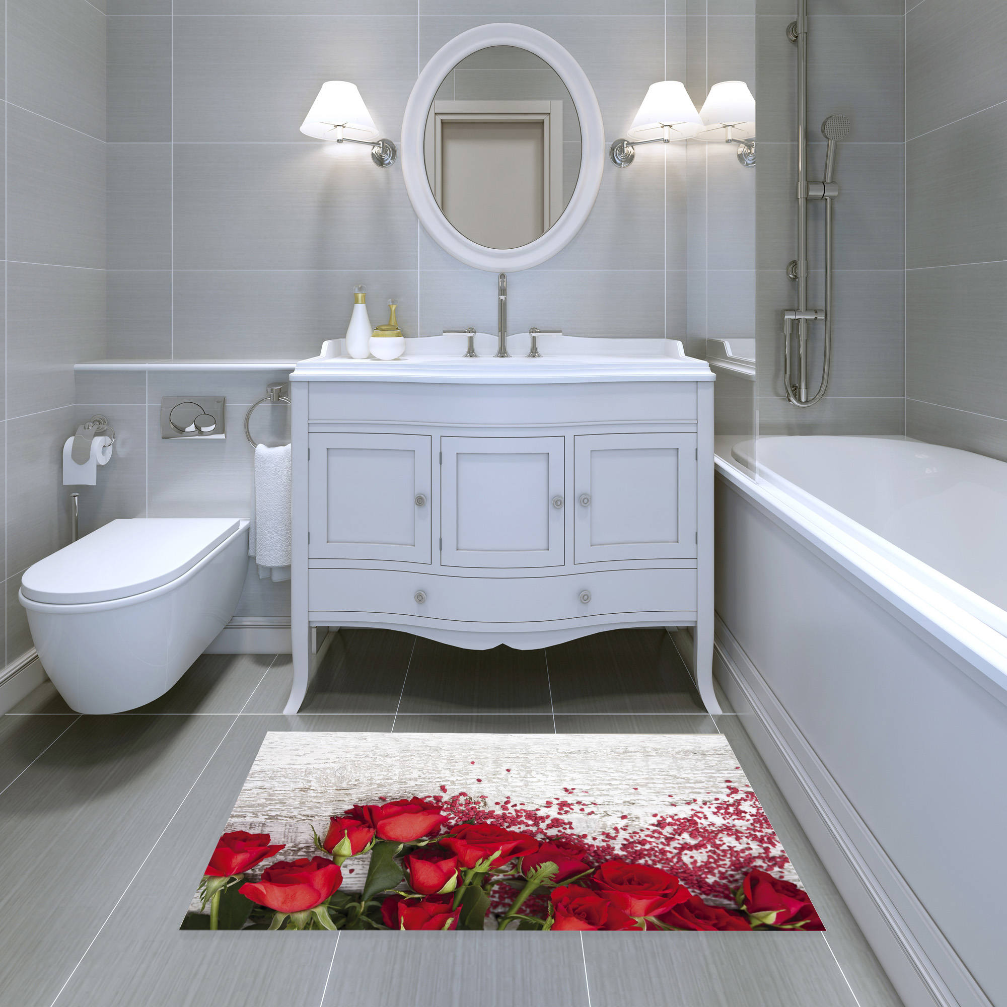 Tappeto Passatoia In Cotone 50x80 Cm - Stampa Cuori Shabby Chic Per Bagno, Cucina O Camera | Verde - Foto 7