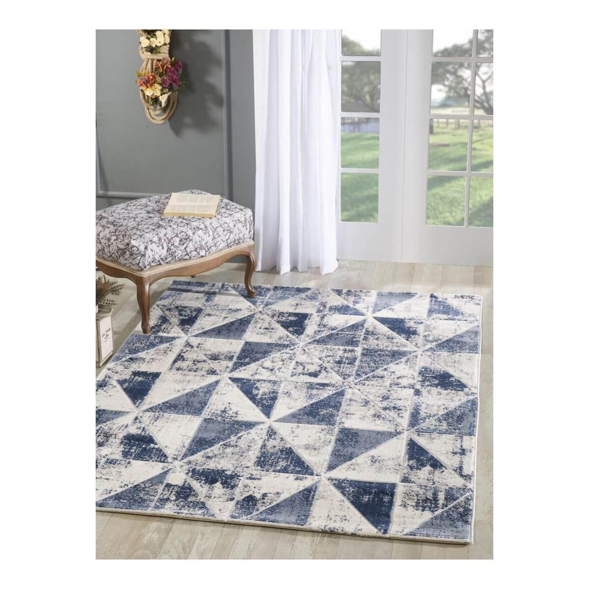 Tapis Geometrique Scandinave En Polyester Bleu Marine 120x160 Leroy Merlin
