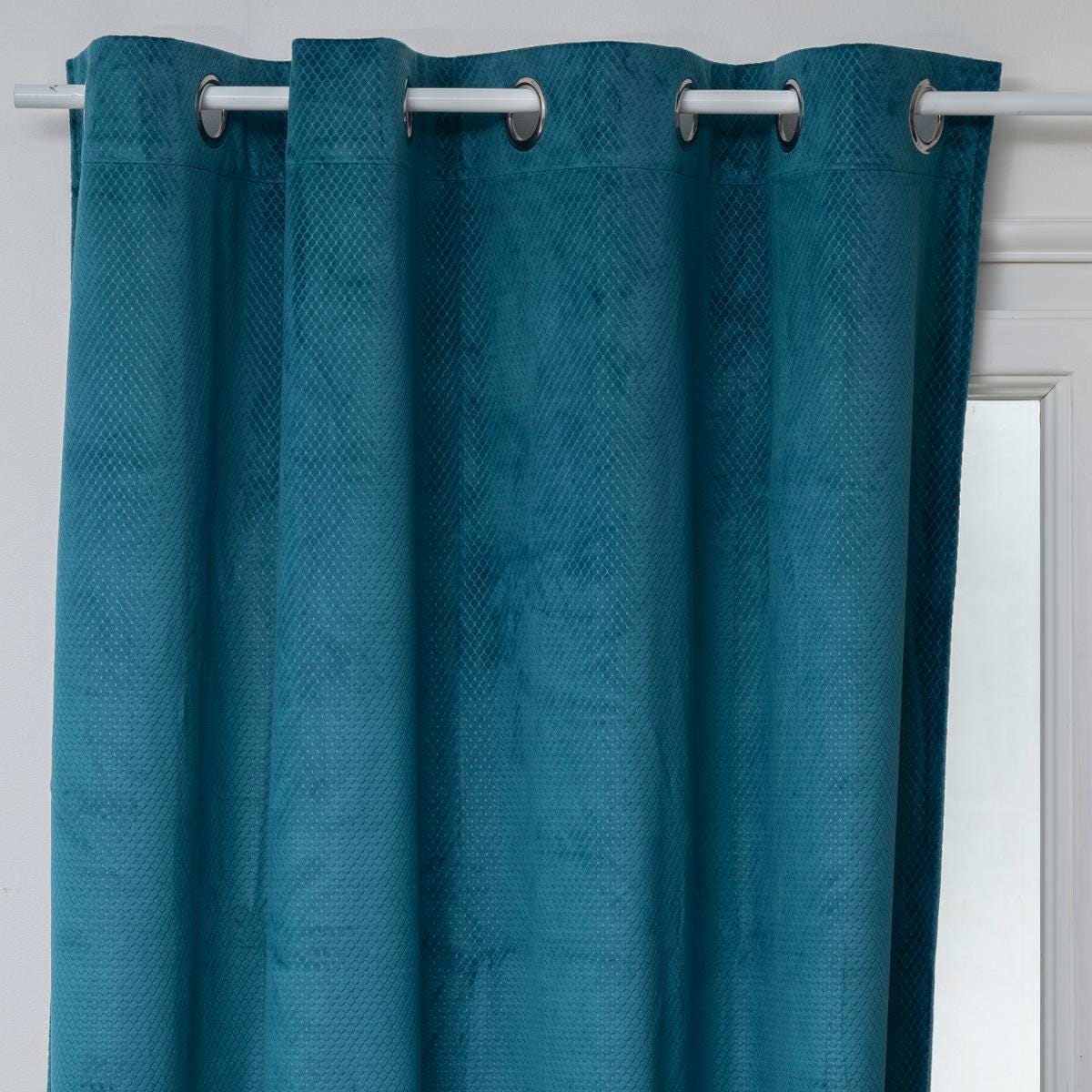 Cortina semi opaca (140 X 260 cm) Terciopelo Azul pétroleo