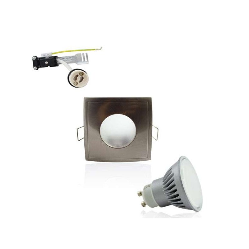 Kit Spot LED GU10 5W fixe brossé COB blanc naturel 50W