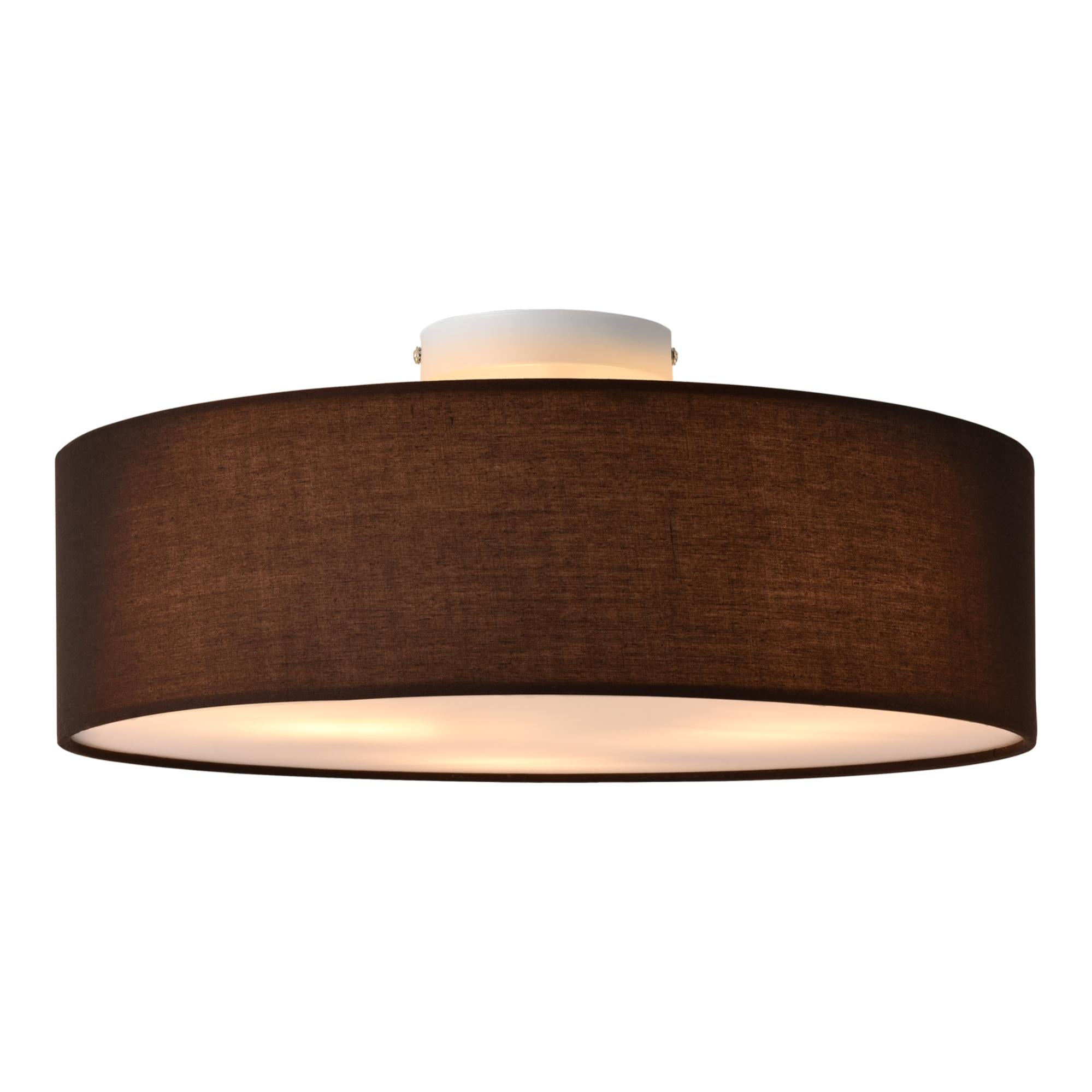 Plafoniera rotonda 98 cm con paralume in tessuto grigio
