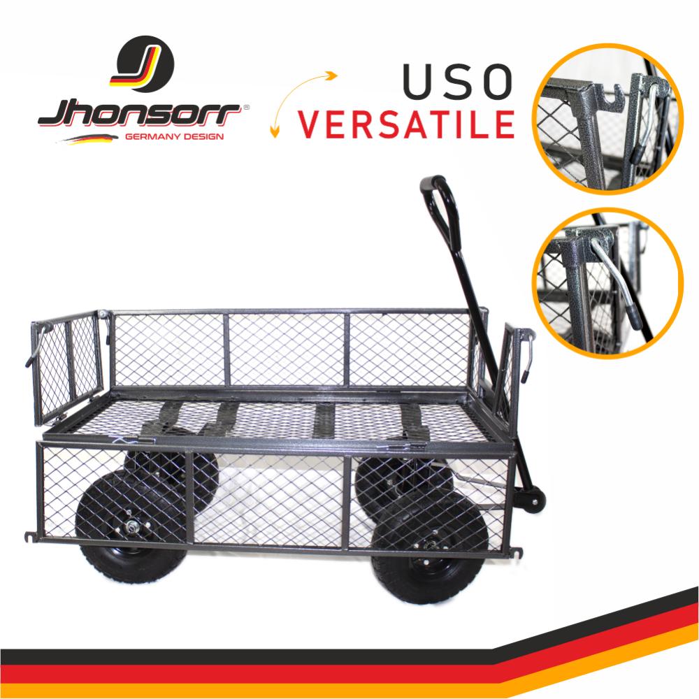 Carrello Giardino BOUDECH A 4 Ruote - Portaattrezzi Ribaltabile, Carico 250kg, Telaio Metallo, Maniglia Imbottita - Foto 5