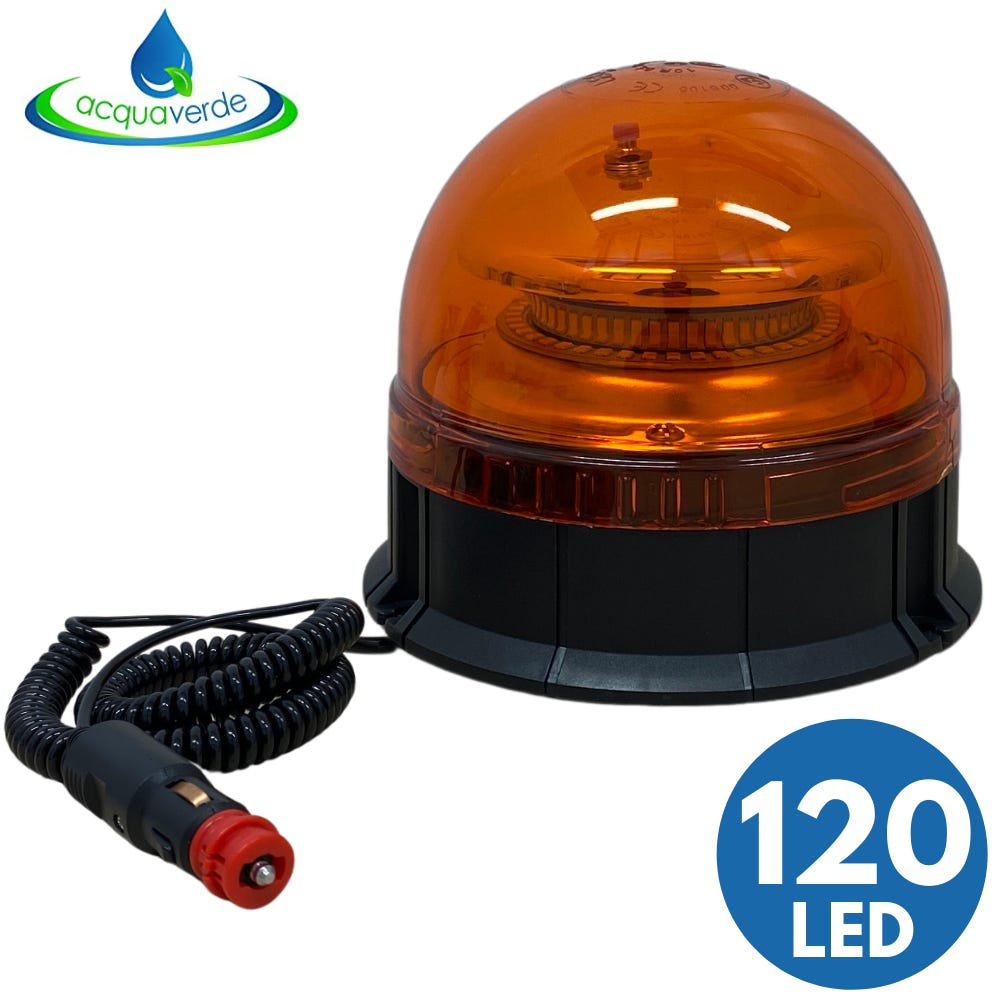 Acquaverde GIROFARO LAMPEGGIANTE LED CON BASE MAGNETICA 12/24V PER MACCHINE  AGRICOLE IP56