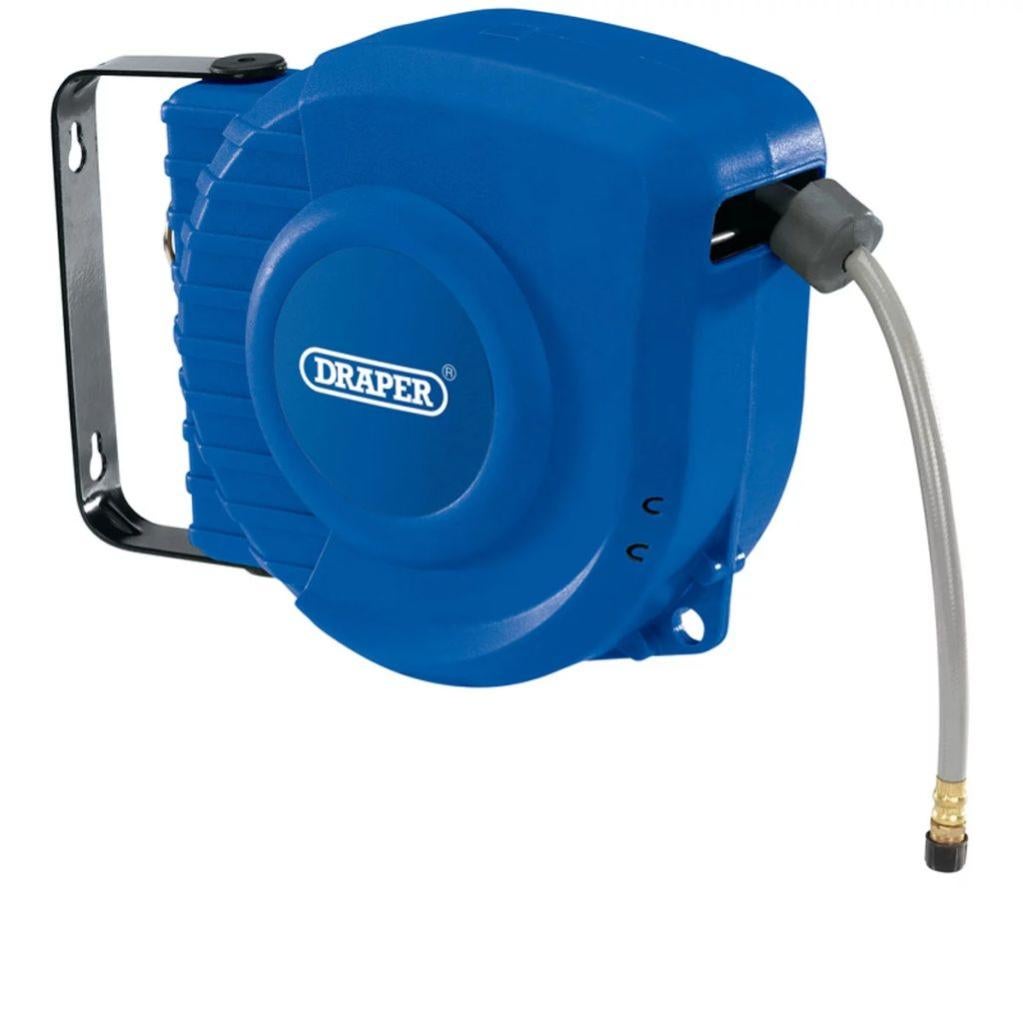 Avvolgitubo Aria Compressa Pro-Lift-Tools 10 Metri - Raccordi Ottone, Pressione 20 Bar, Diametro 6mm, Auto-Ritirante