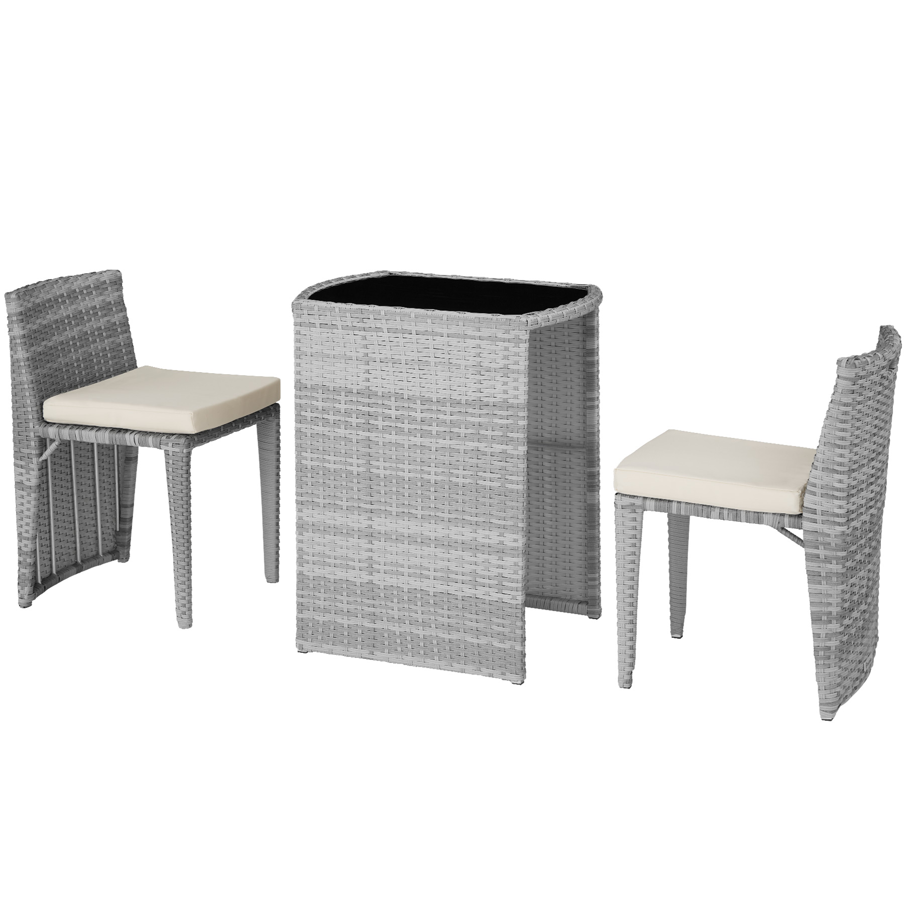 Tectake conjunto de ratán y aluminio bistró hamburgo - gris claro