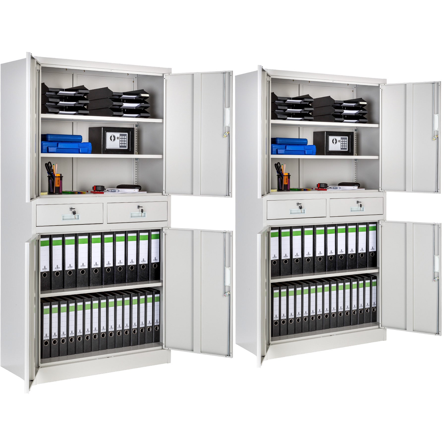 TecTake Armario archivador de Oficina metálico con 2 Puertas bloqueable e  estantes - Varias tamaños - (90x40x90cm