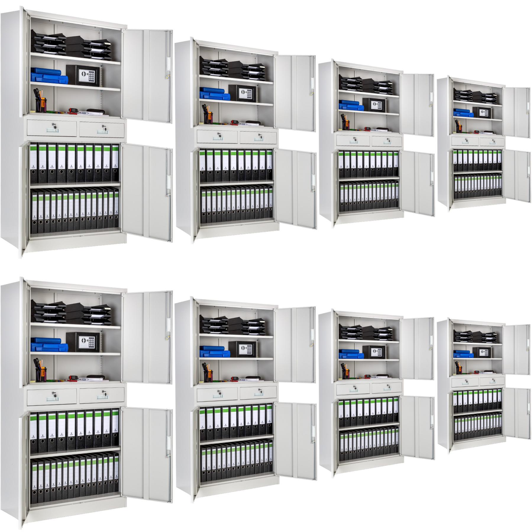 Tectake Lots de 8 armoires métallique de classement avec 2 tiroirs