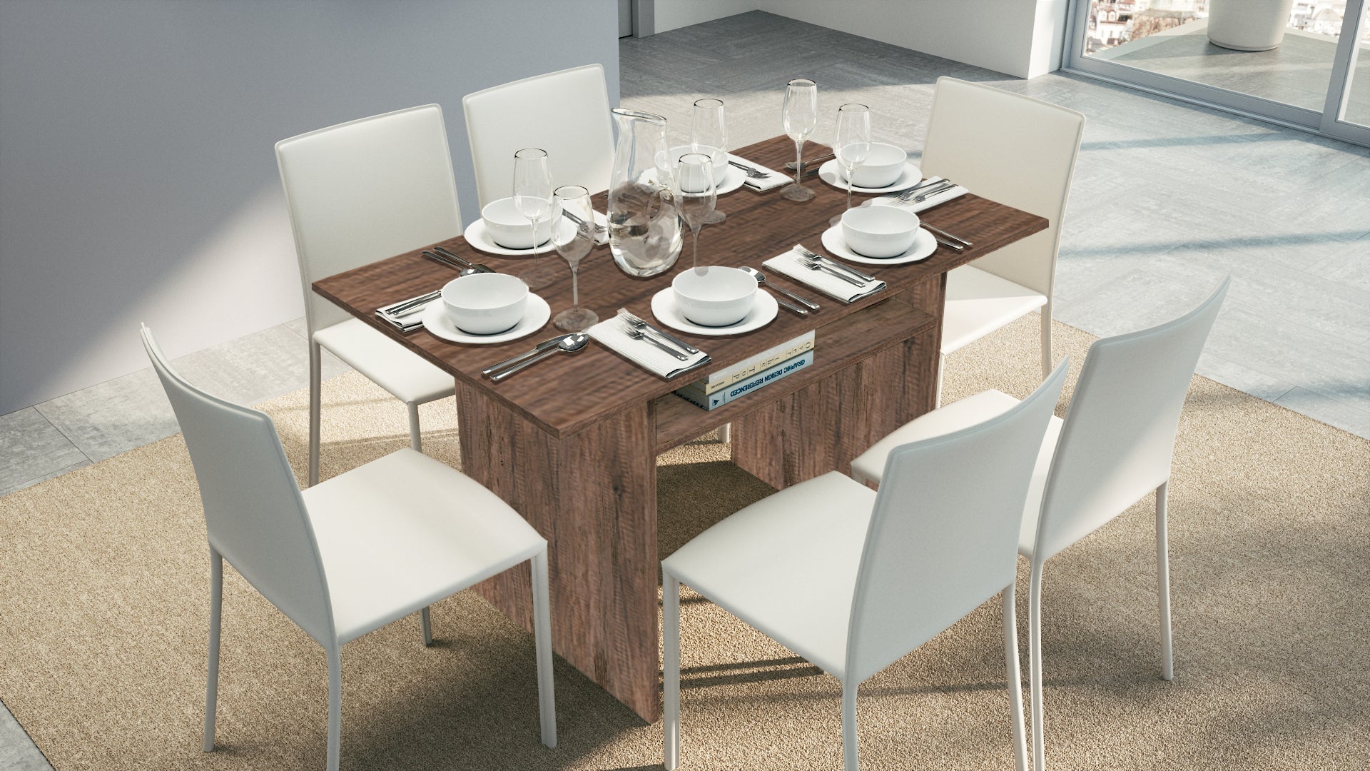 Tavolo allungabile Lavanda, Tavolo da pranzo con apertura a libro, Consolle  multiuso allungabile, 100% Made in Italy, 120x70h75 cm, Rovere scuro