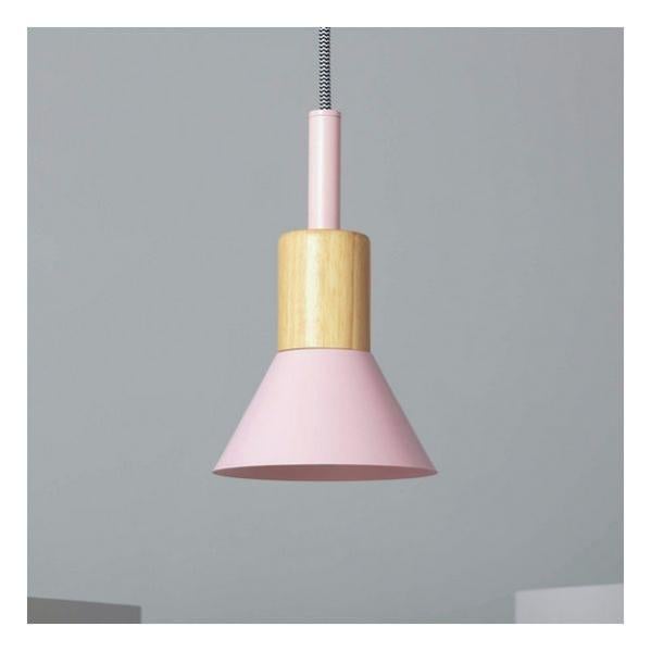 Lampada A Sospensione LEDKIA Demarga Camarena Per Bambini, Paralume Rosa In Legno E Metallo, Attacco E27 - 5