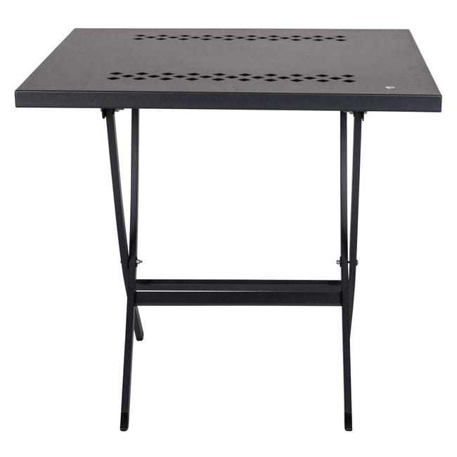 Tavolo pieghevole da esterno, Tavolino da bar con dettaglio, Tavolo da  giardino quadrato, cm 80x80h75, colore Nero