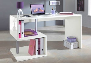 Scrivania Antonino, Scrittoio lineare porta PC, Tavolo multiuso per  ufficio, Scrivania salvaspazio, 100% Made in Italy, cm 160x60h78, Bianco  lucido con imballo rinforzato