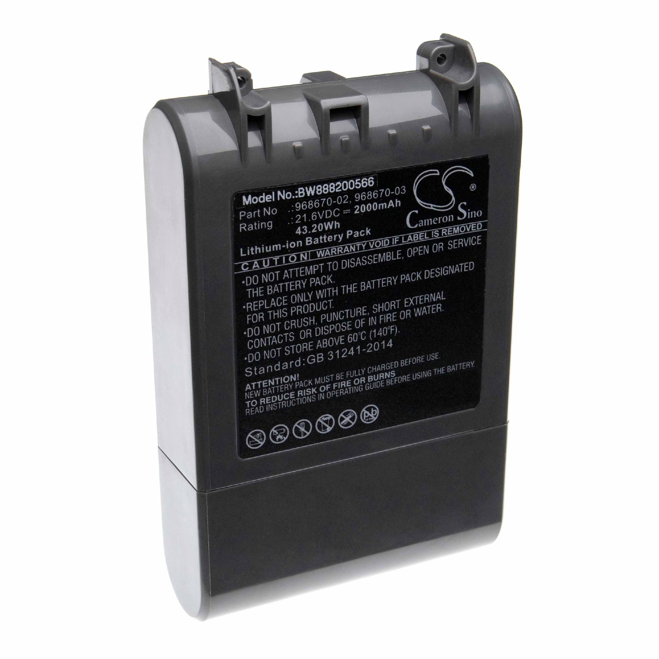 Vhbw Batterie compatible avec Dyson SV11, V7, V7 Animal, V7 Motorhead Pro  aspirateur, robot électroménager (2000mAh, 21,6V, Li-ion)