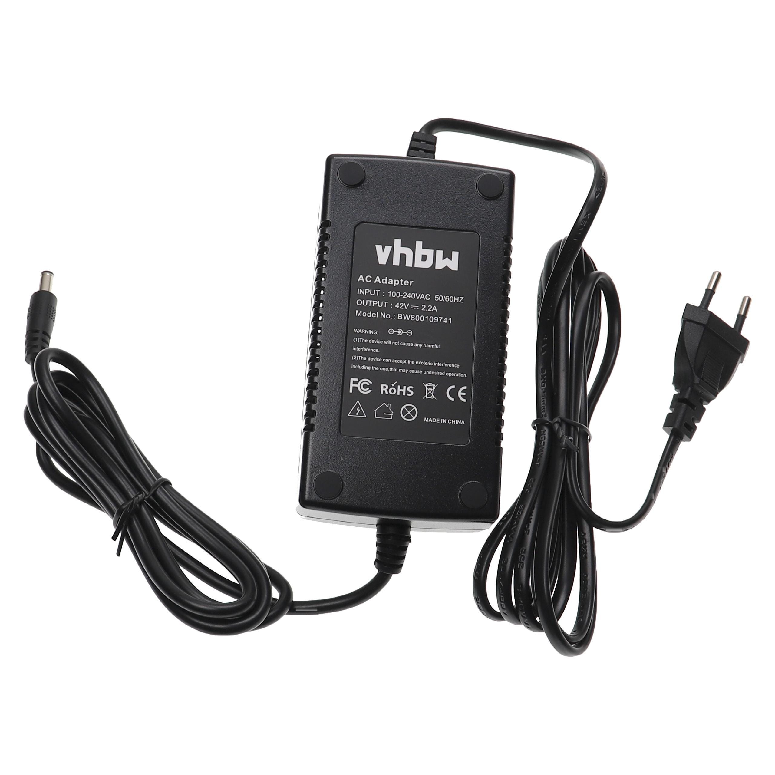 vhbw 220V Chargeur d'alimentation 100W pour batteries e-Bike