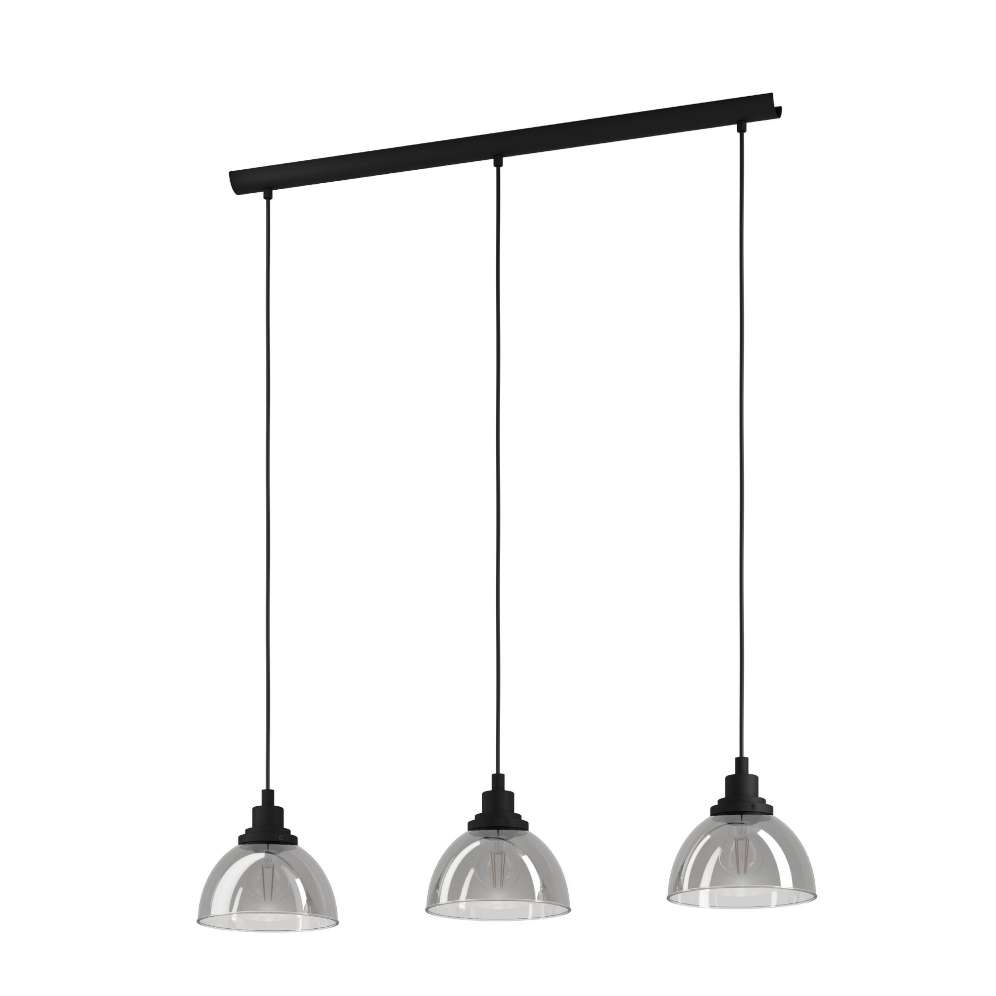 Luminaire en suspension EGLO Suspension contemporaine BELESER en acier noir et verre fumé 3xE27