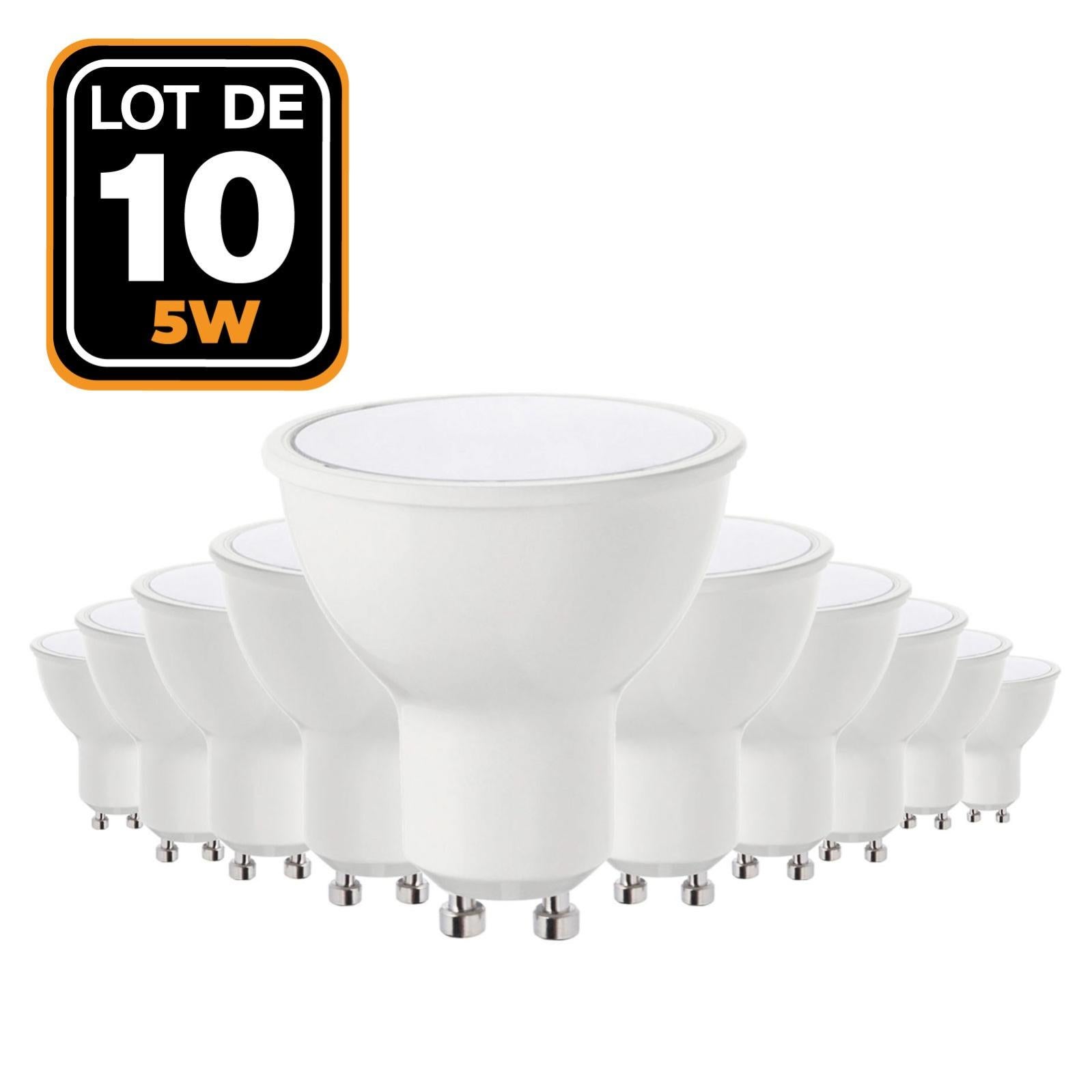 10 Ampoules GU10 5W eq. 40W Blanc Neutre 4500k Haute Luminosité Leroy Merlin