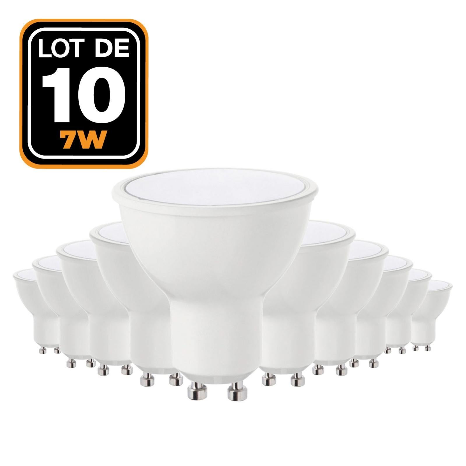 10 Ampoules GU10 7W eq. 50W Blanc Naturel 4500k Haute Luminosité