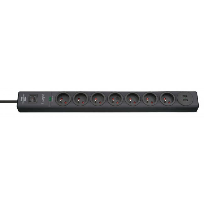 Multiprise encastrable noire 230 V, USB et USB-C, Multiprises