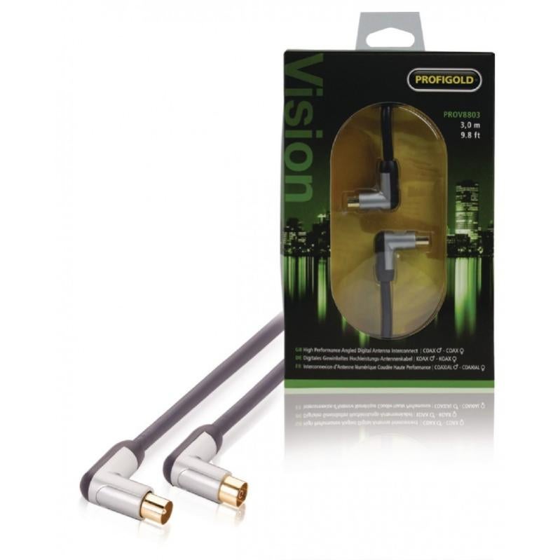 PROFIGOLD Câble antenne coaxial 120 dB coudé Coax Mâle (IEC) Coax
