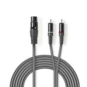 NEDIS Câble Audio XLR XLR Femelle à 3 Broches - 2x RCA Mâles 3,0 m