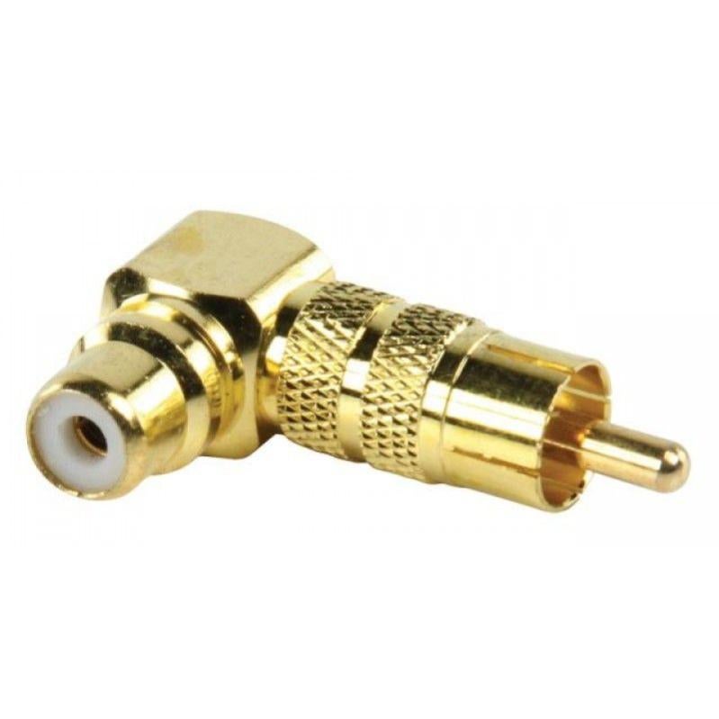 WLGQ Lot De 2 Adaptateurs RCA 90 Degrés Coudés Plaqué Or - Audio Vidéo Hi-Fi