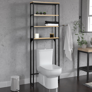 Etagère de salle de bain MARSA meuble de rangement au-dessus des toilettes  wc ou lave-linge avec 3 tablettes, en métal laqué blanc
