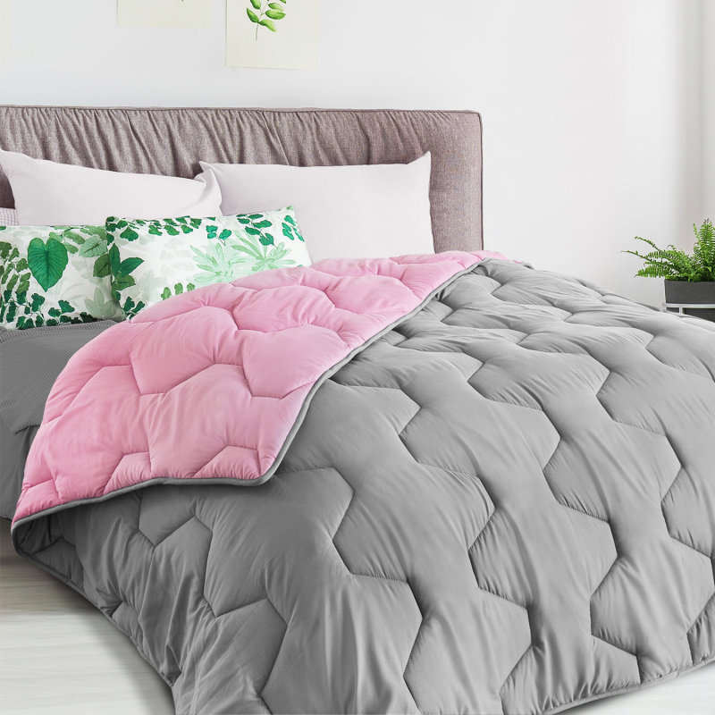 Couette Bicolore Rose Et Gris 220x240 Cm 300 Gr Leroy Merlin