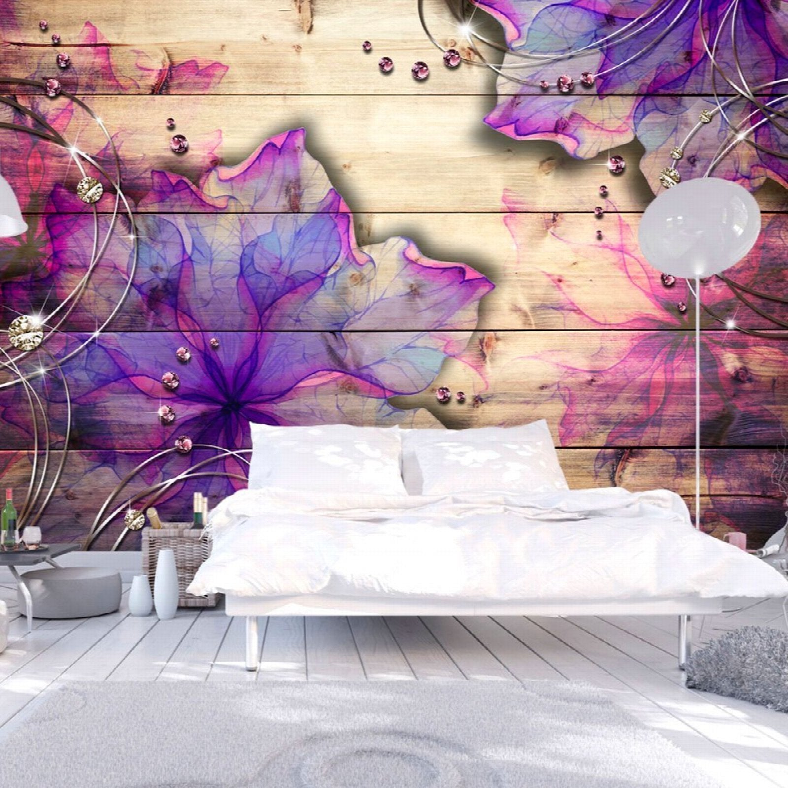 Chambre Papier Peint-Violet Foncé-Épais Lavable 51115313-collez le mur 