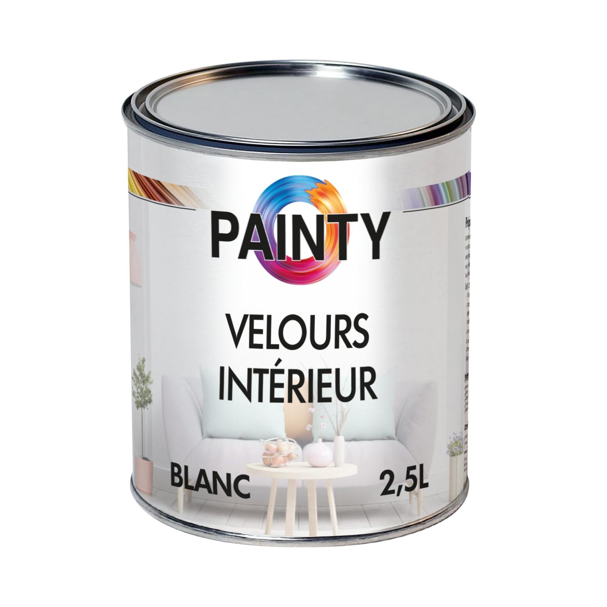 PEINTURE VELOURS ACRYLIQUE BLANC EN 2,5L | Leroy Merlin
