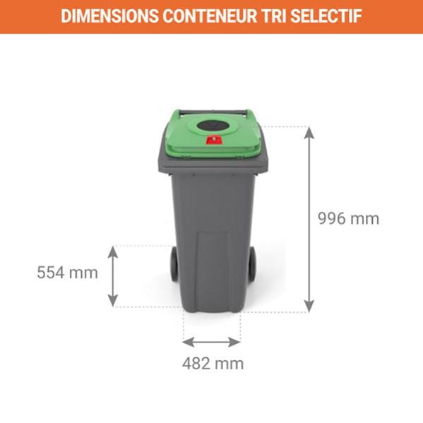 Conteneur poubelle 120 litres pour le tri du verre Conteneur