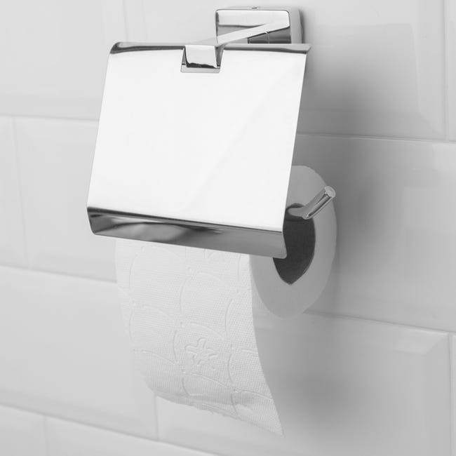 Dispensador papel higiénico estándard 2 rollos. Acero epoxi blanco