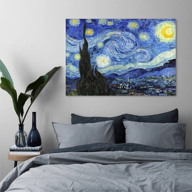 Van Gogh Notte stellata - Quadro moderno stampa su tela 100x70 cm