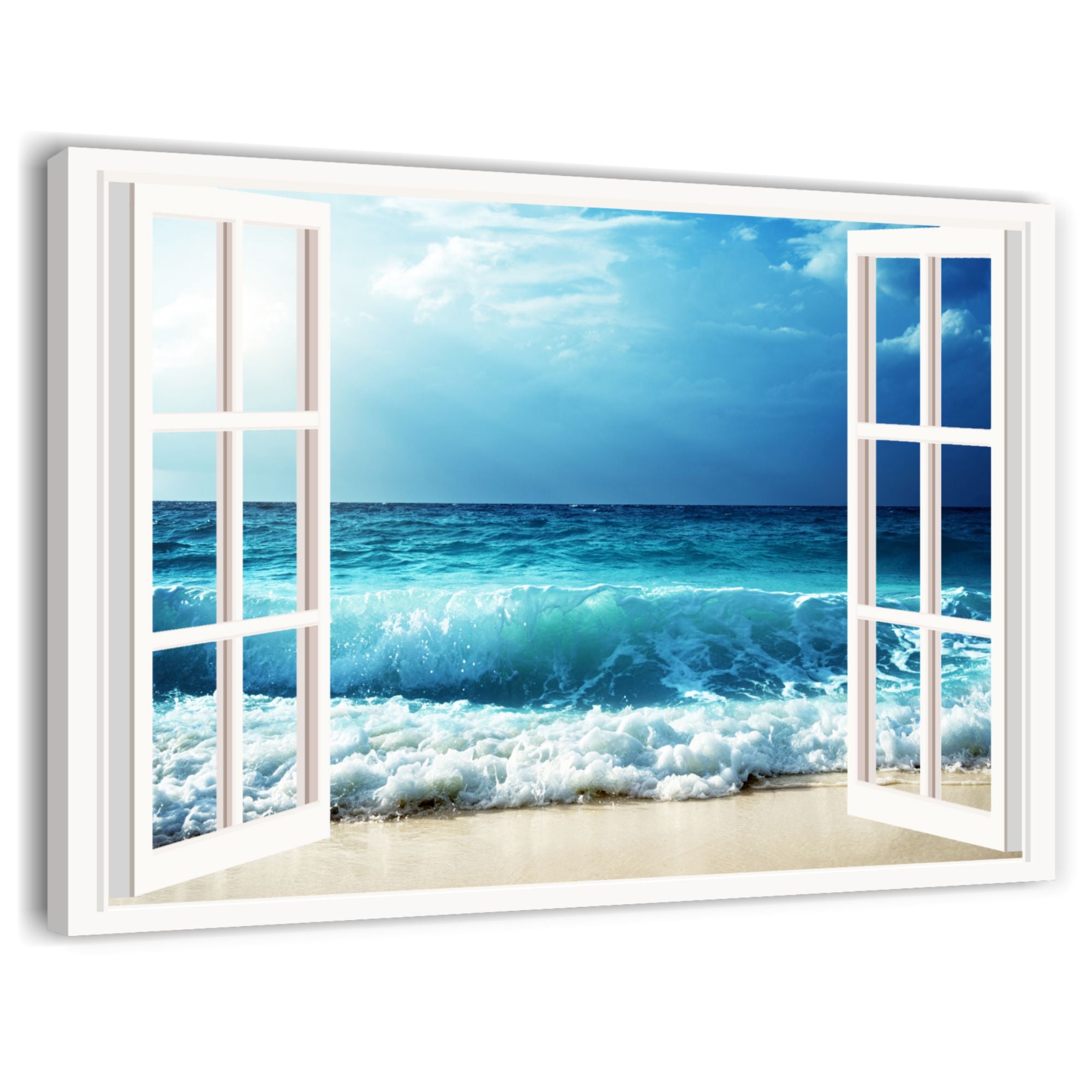 Mare e finestra 1 - Quadro moderno con paesaggio marino stampa su tela  100x70 cm