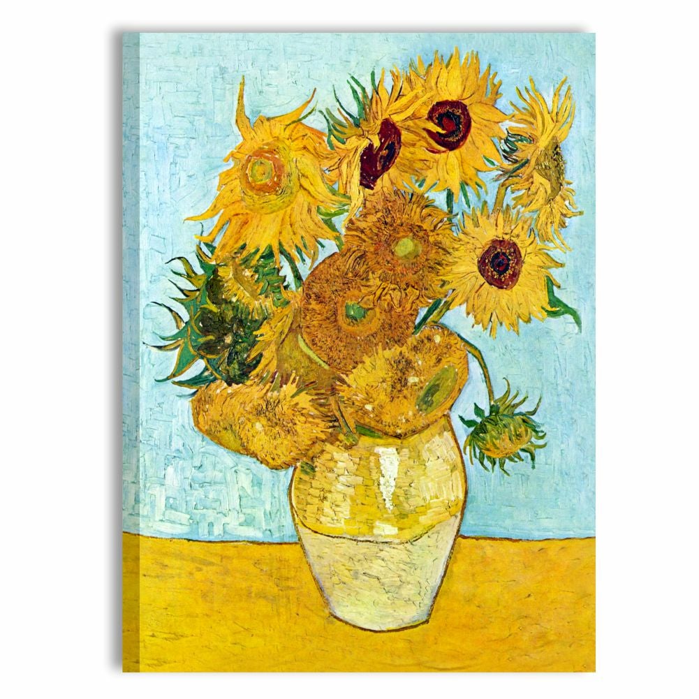 Van Gogh Vaso con girasoli - Quadro moderno stampa su tela con fiori 50x70  cm
