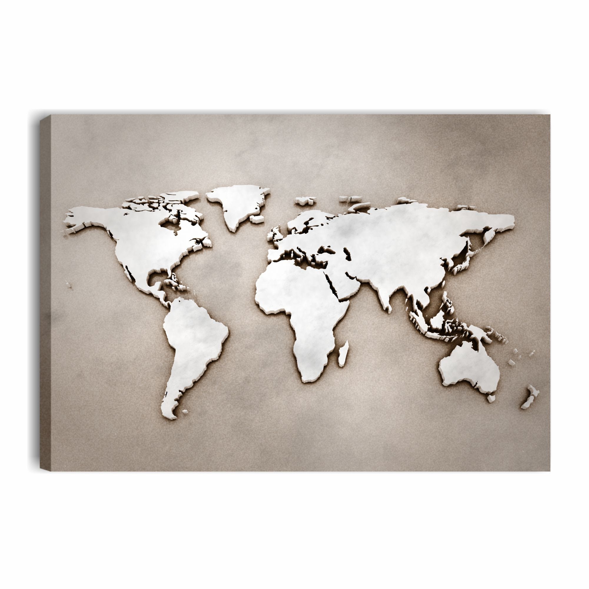 Mappamondo vintage bianco 2 - Quadro moderno con mappa del mondo